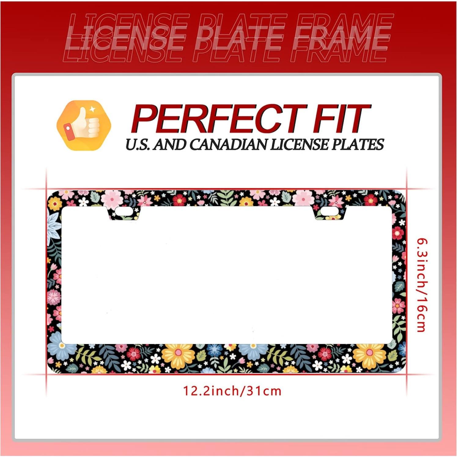 Marco de Placa de Licencia Floral Colorido Omw2fyb 30.5x15.2cm