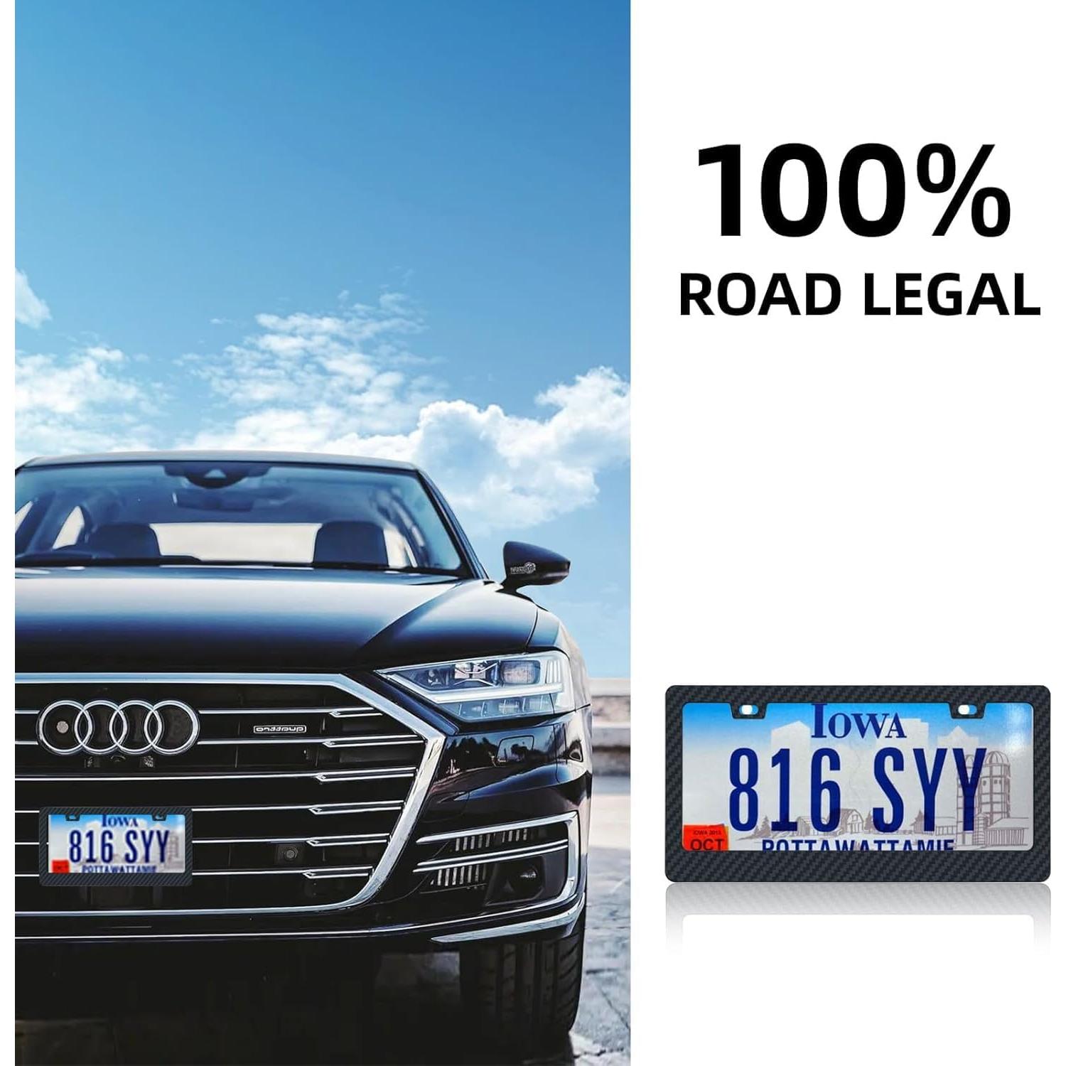 Marco de Placa de Licencia de Fibra de Carbono EWBN - Paquete de 2