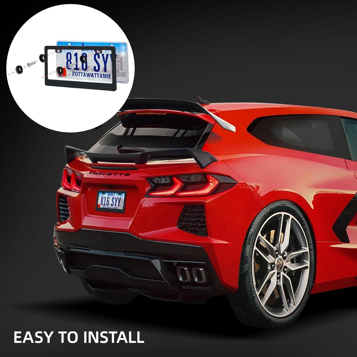 Marco de Placa de Licencia de Fibra de Carbono EWBN - Paquete de 2