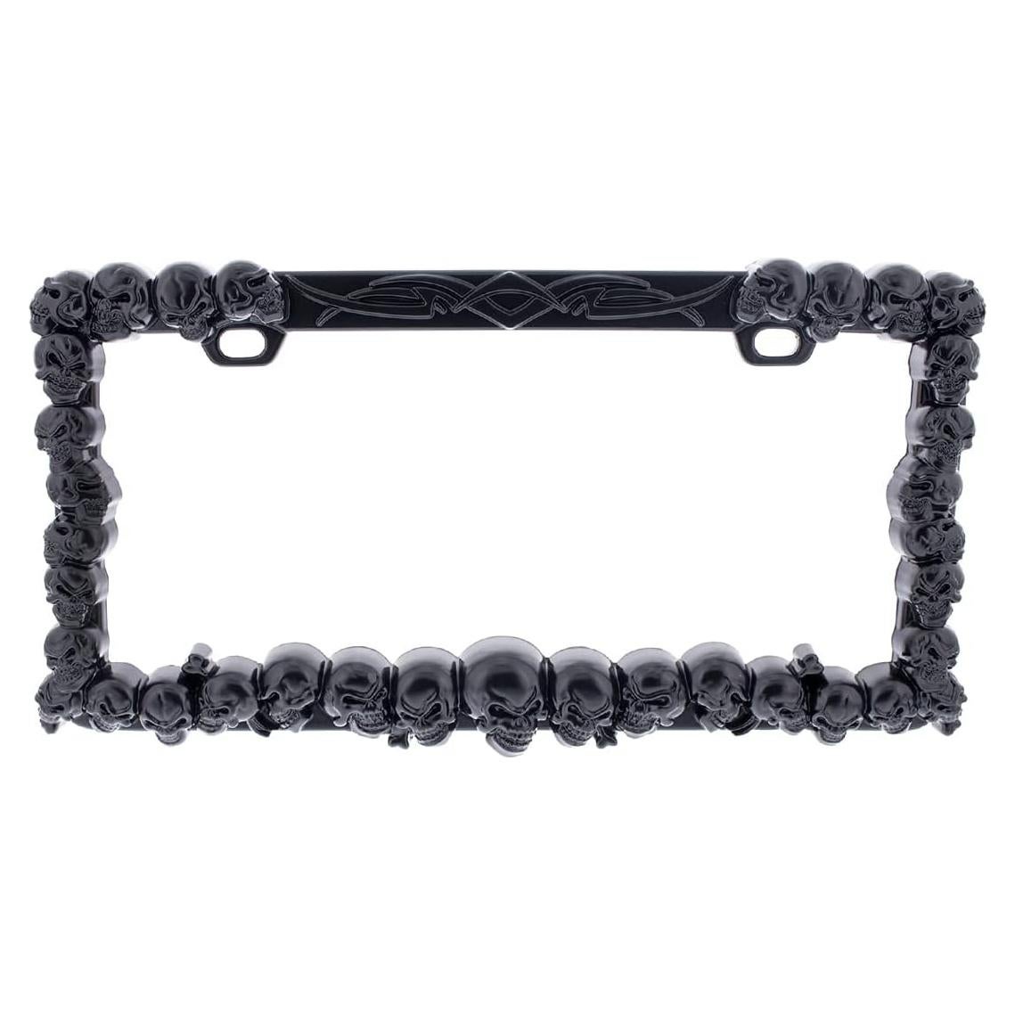 Marco de Placa de Licencia Calavera Negra United Pacific 17.3x33.4cm