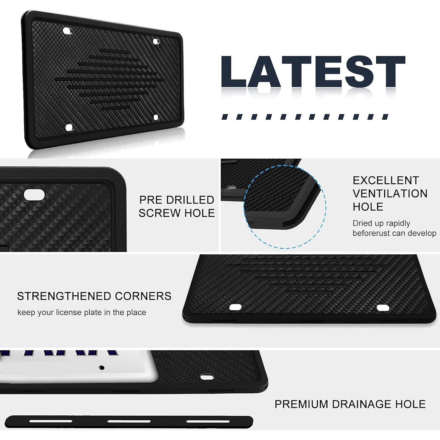 Marcos de Placas de Licencia Intermerge TPU Negro 2 Paquete