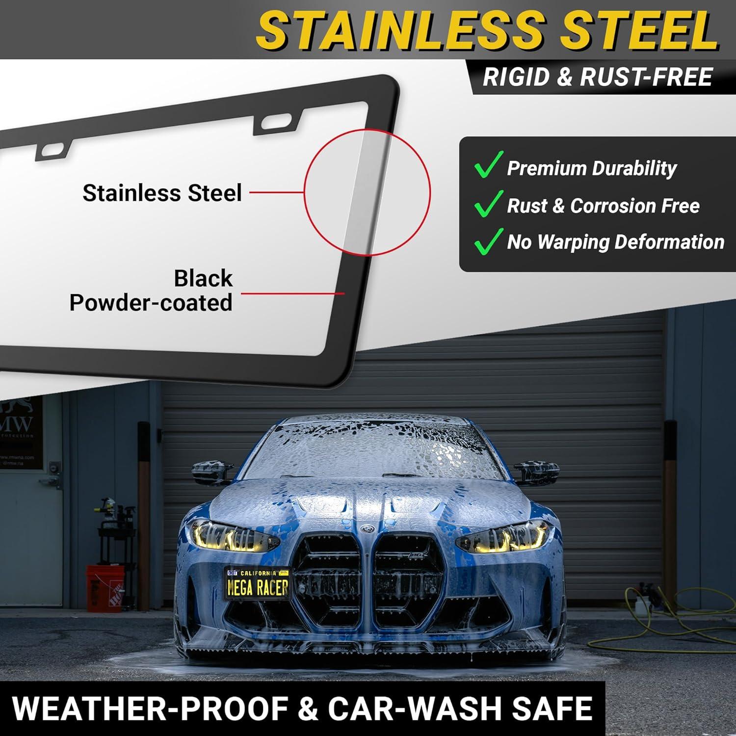 Marco de Placa de Licencia Mega Racer Negro Mate Universal