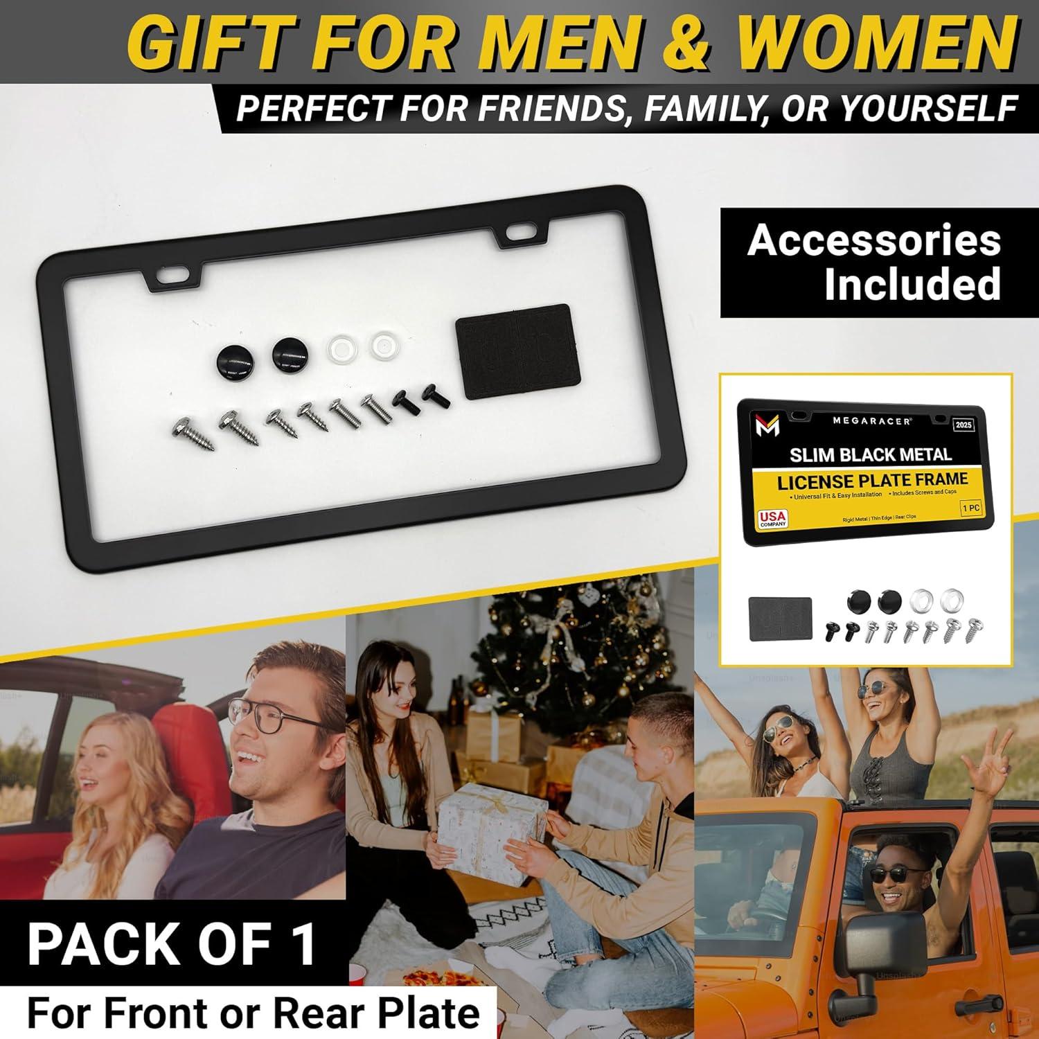 Marco de Placa de Licencia Mega Racer Negro Mate Universal