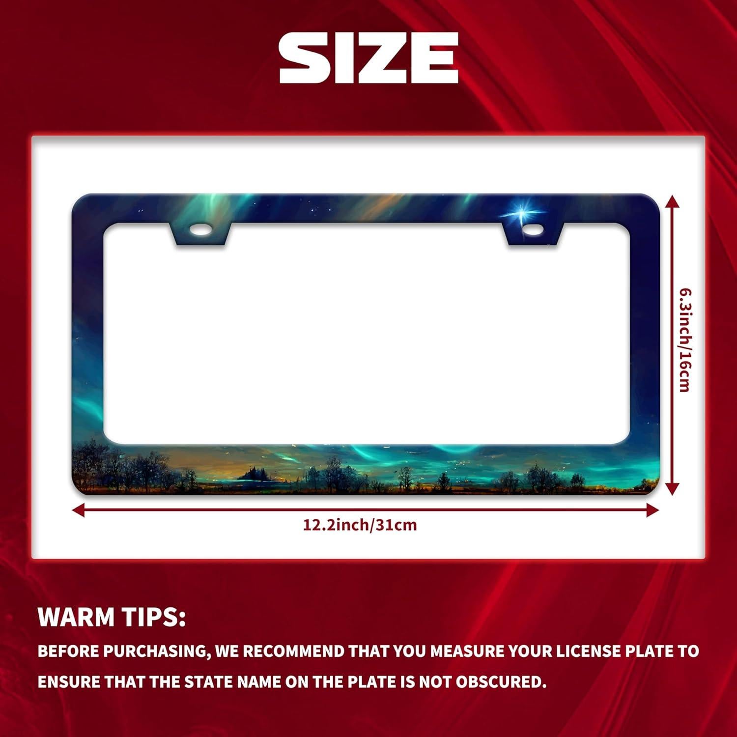 Marco de Placa de Licencia Personalizado Omw2fyb Aurora Cielo Nocturno