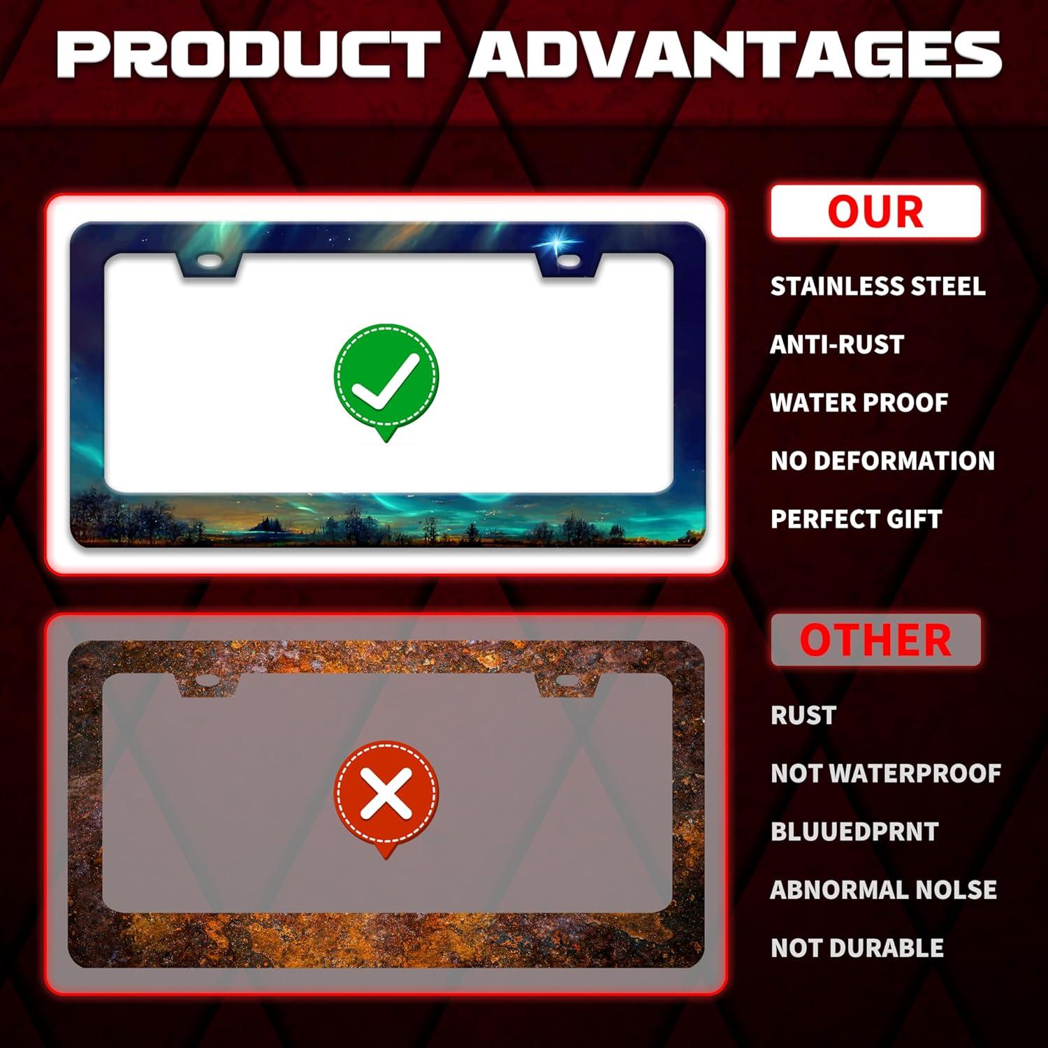 Marco de Placa de Licencia Personalizado Omw2fyb Aurora Cielo Nocturno