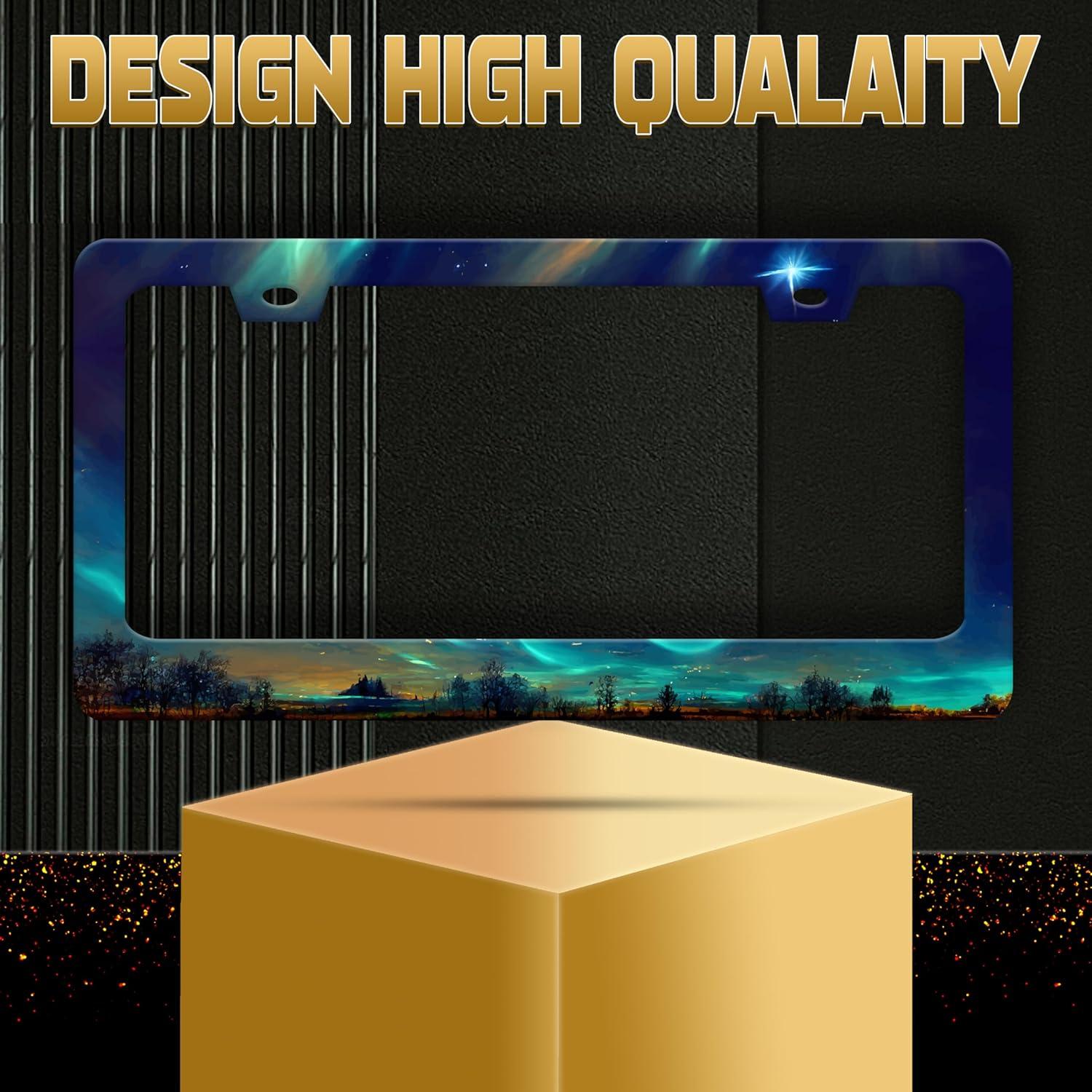 Marco de Placa de Licencia Personalizado Omw2fyb Aurora Cielo Nocturno