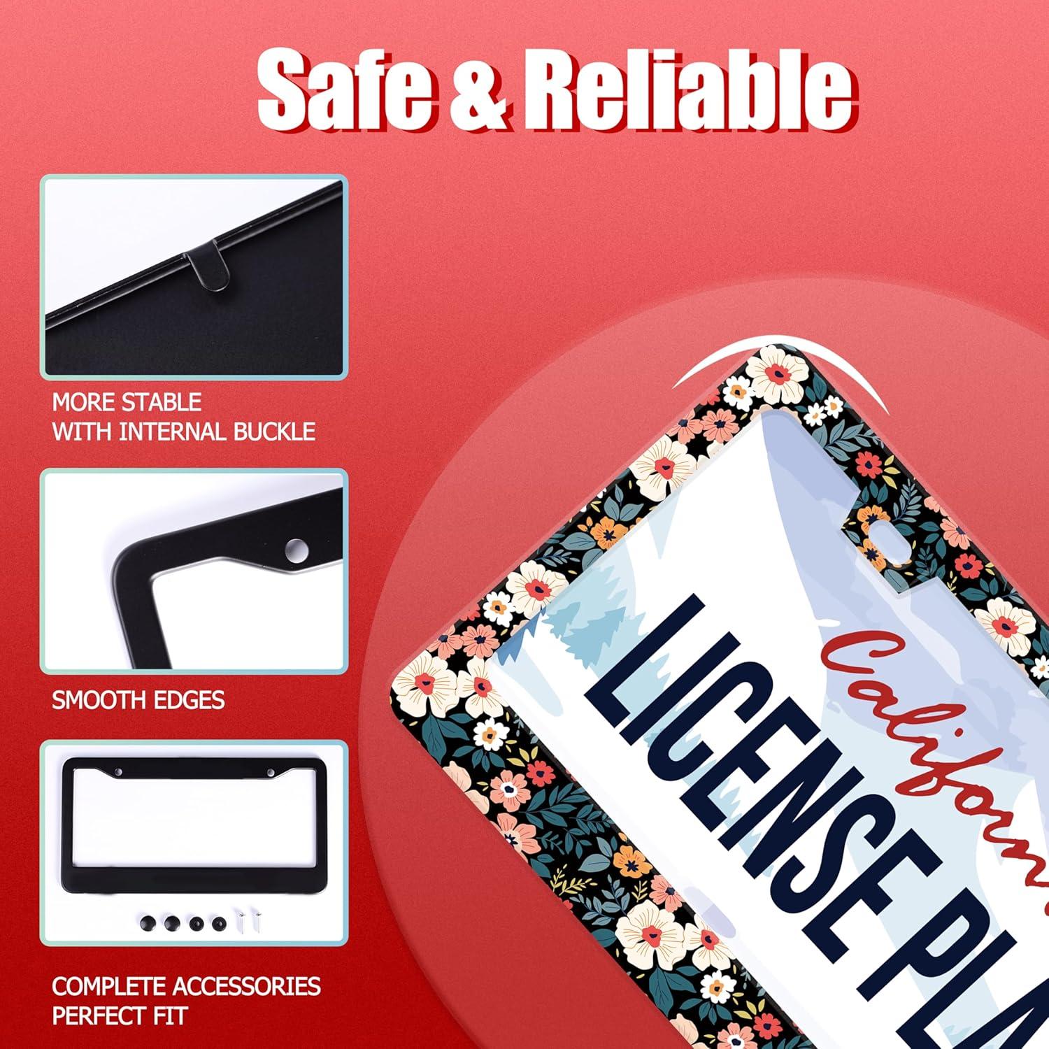 Marco de Placa de Licencia UNINDREM Floral Acero Inoxidable 31x16 cm