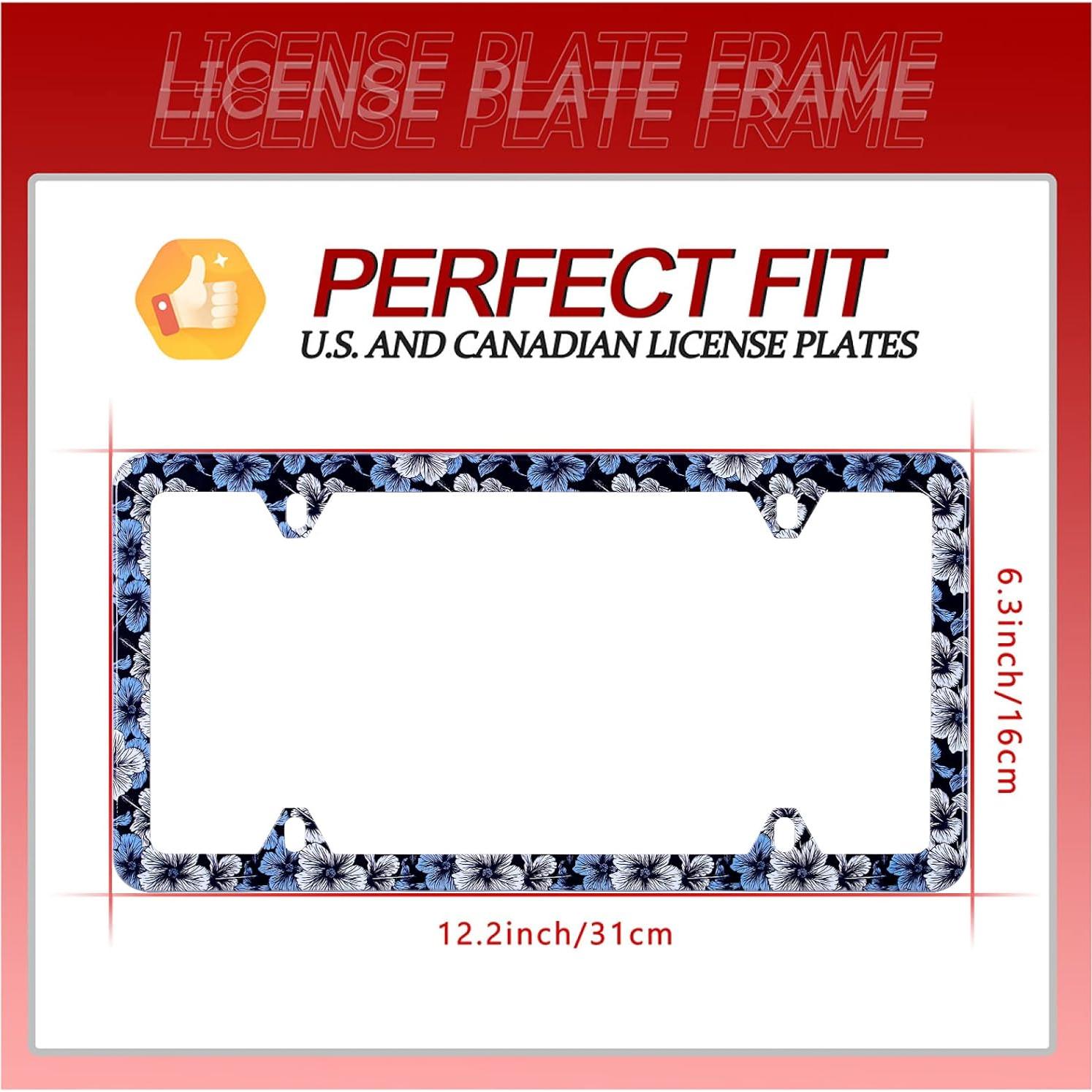 Marco de Placa de Licencia NINANMY 2Pcs Acero Inoxidable Floral