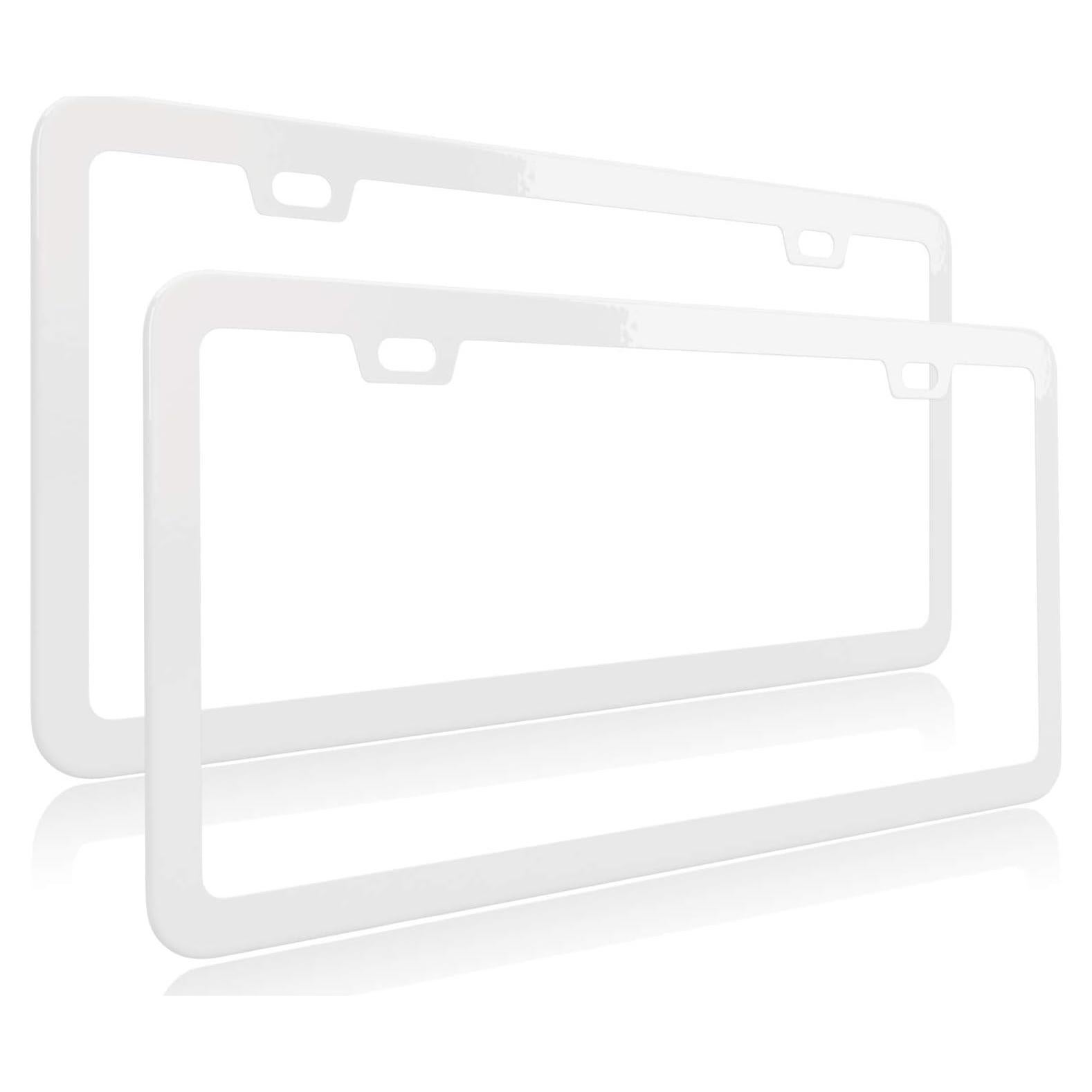 Marco de Placa de Licencia Deselen Blanco Acero Inoxidable 2 Pzas