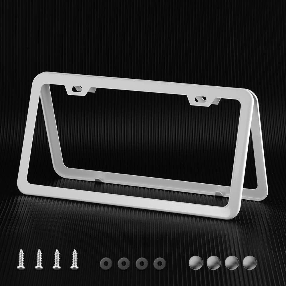 Marco de Placa de Licencia Deselen Blanco Acero Inoxidable 2 Pzas