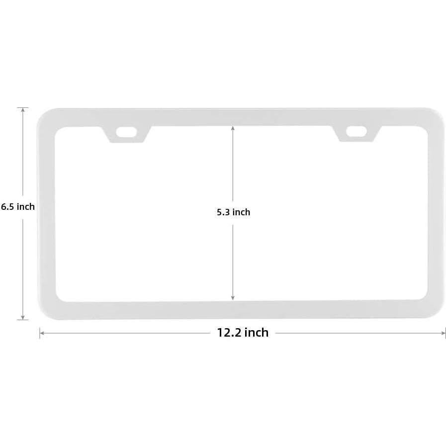 Marco de Placa de Licencia Deselen Blanco Acero Inoxidable 2 Pzas