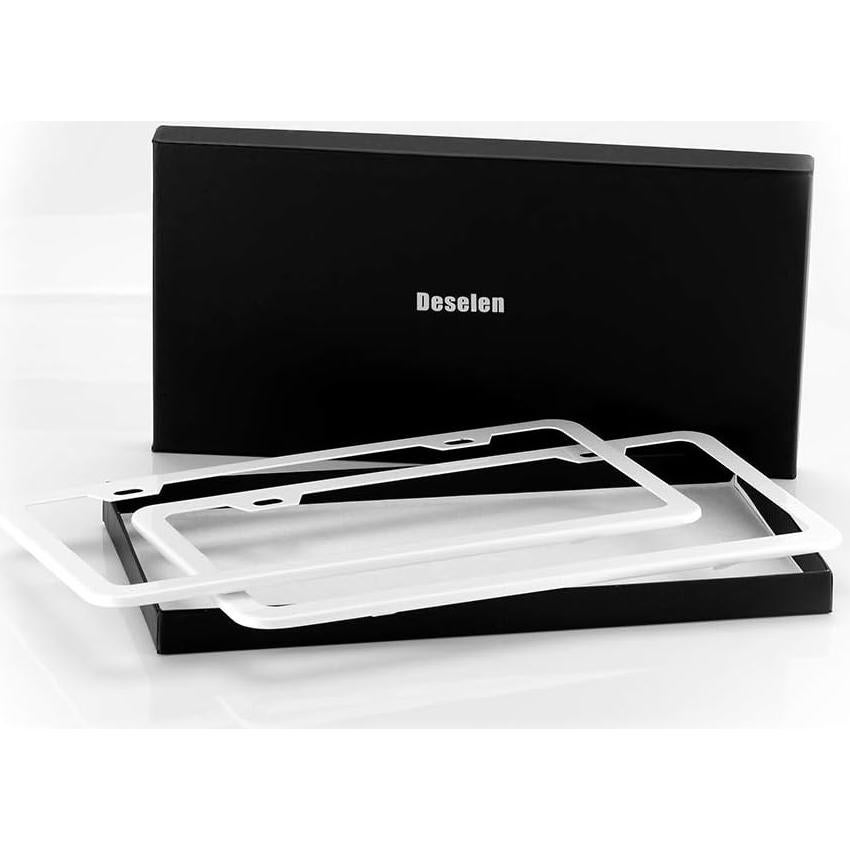 Marco de Placa de Licencia Deselen Blanco Acero Inoxidable 2 Pzas