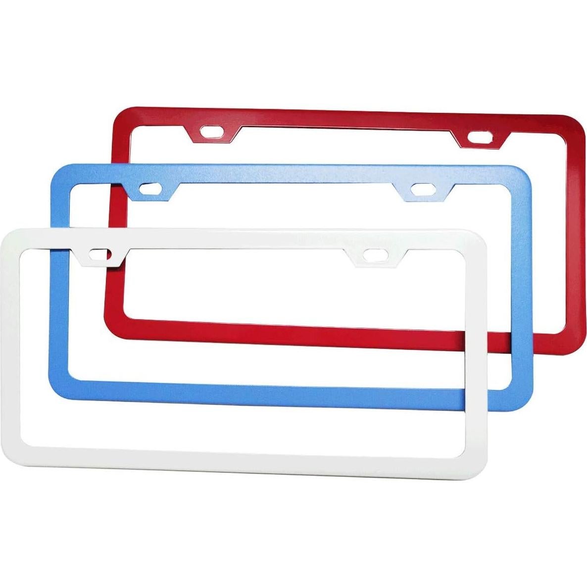 Marco de Placa de Licencia Deselen Blanco Acero Inoxidable 2 Pzas