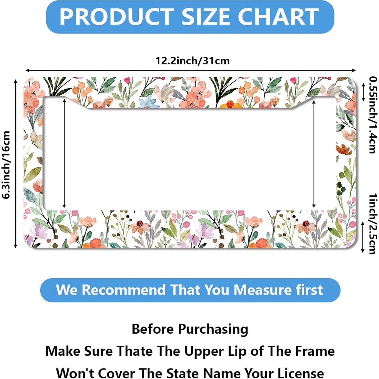 Marco de Placa de Licencia Floral WUBJYGGK 2 Piezas Aluminio