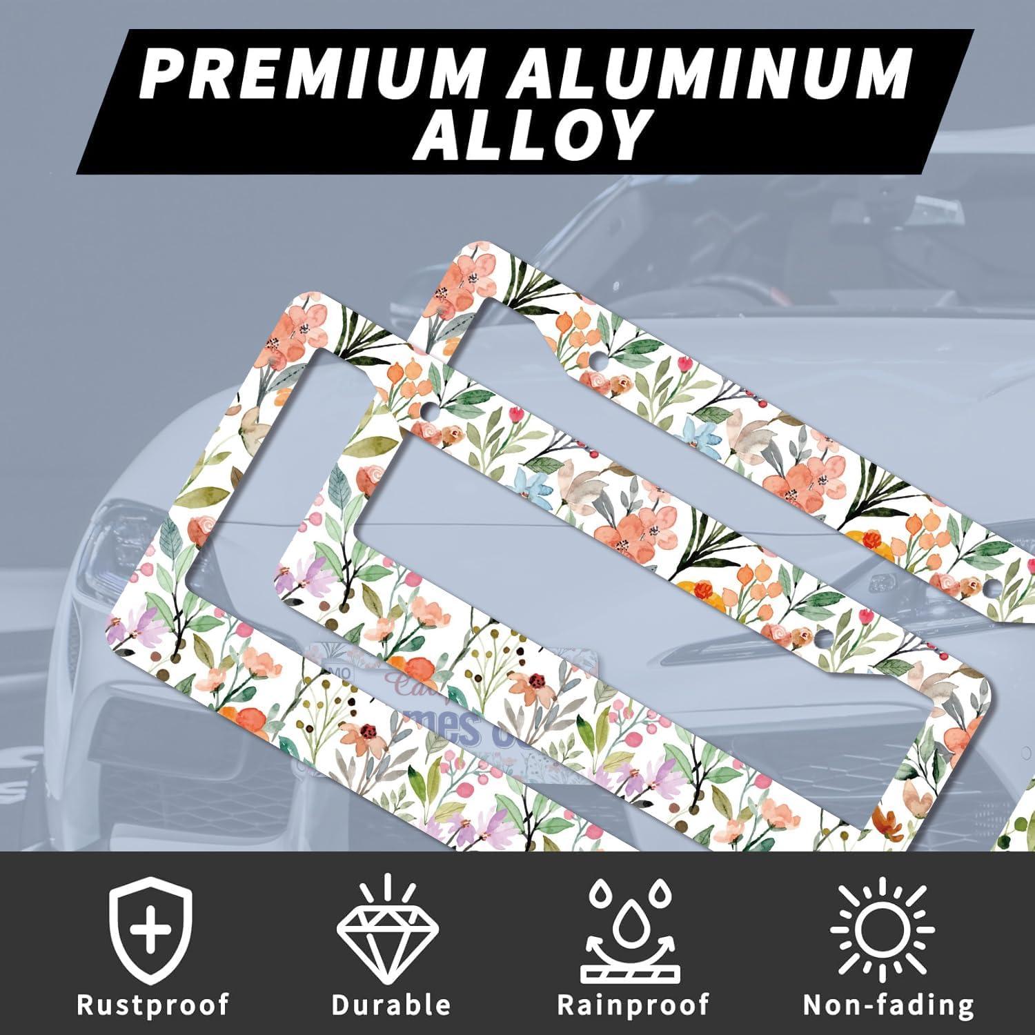 Marco de Placa de Licencia Floral WUBJYGGK 2 Piezas Aluminio