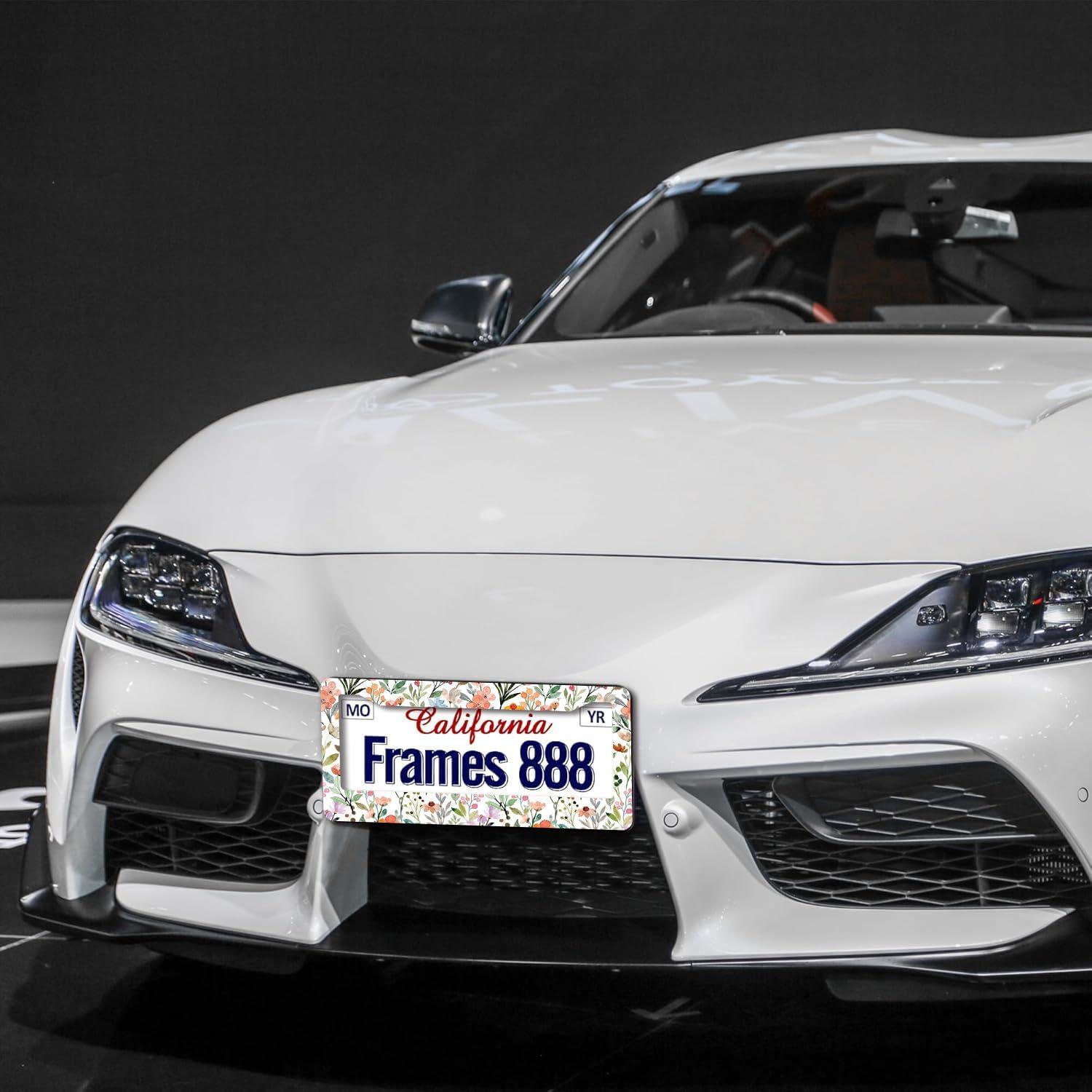 Marco de Placa de Licencia Floral WUBJYGGK 2 Piezas Aluminio