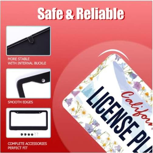 Marco de Placa de Licencia NINANMY Acero Inoxidable Floral 31.2x15.2cm