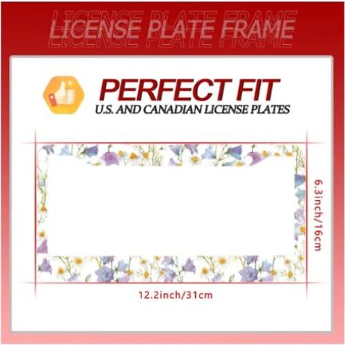 Marco de Placa de Licencia NINANMY Acero Inoxidable Floral 31.2x15.2cm