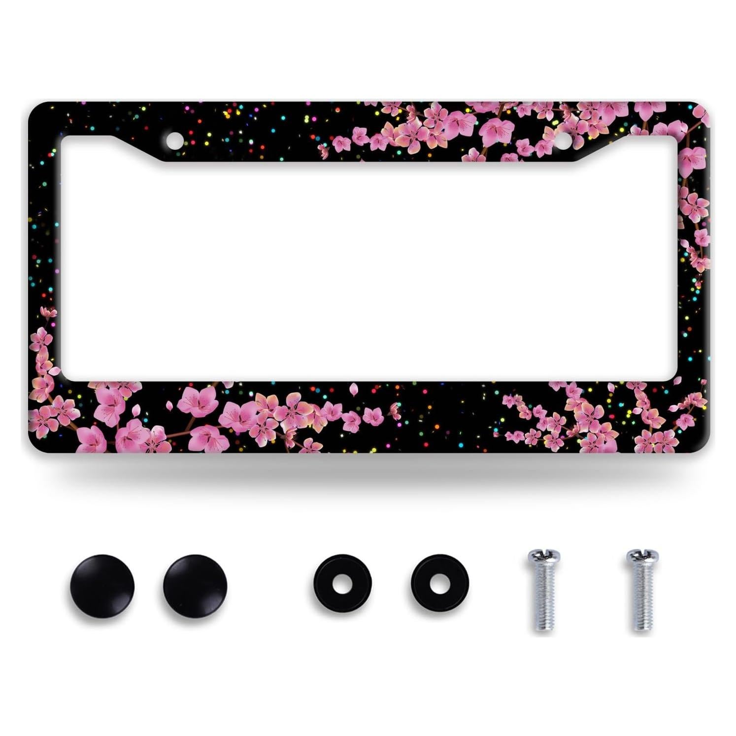 Marco de Placa de Licencia BRAGHRTED Acero Inoxidable Flor de Cerezo