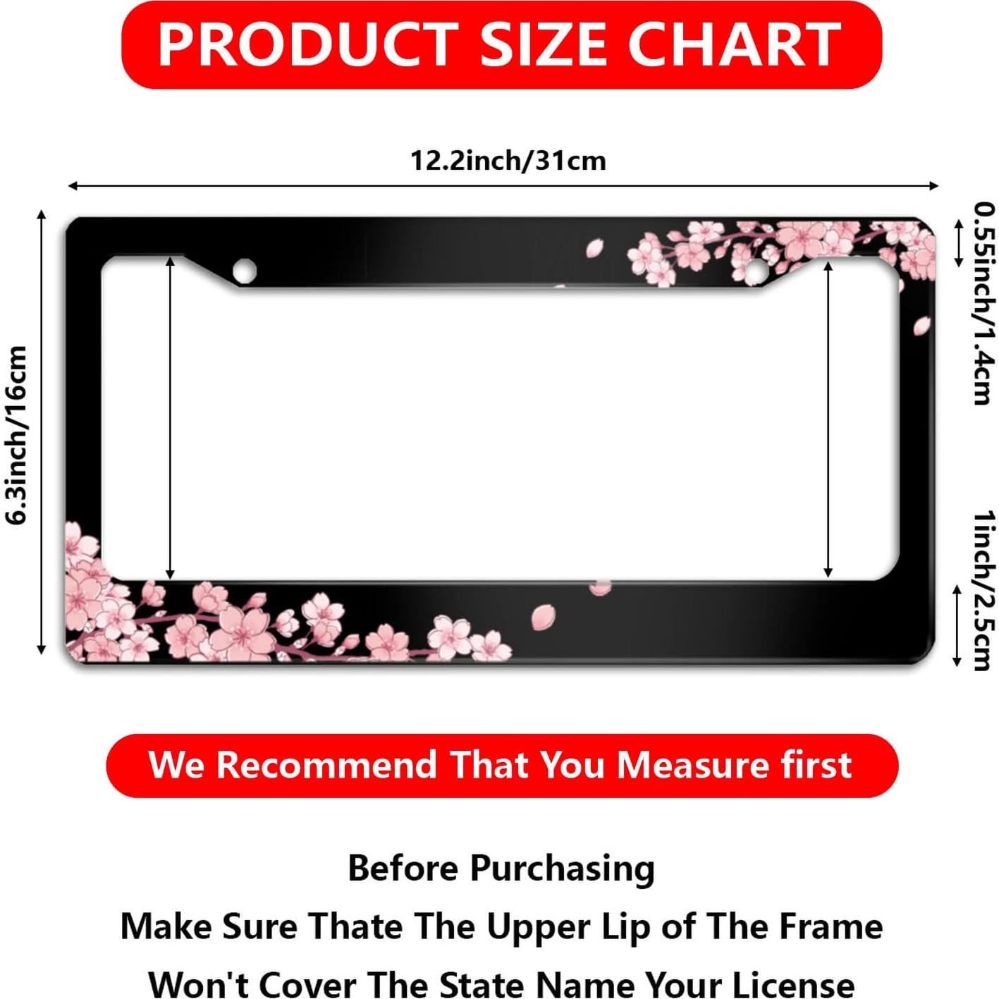 Marco de Placa de Licencia Snowmolle Flor de Cerezo 30.5x15.2cm