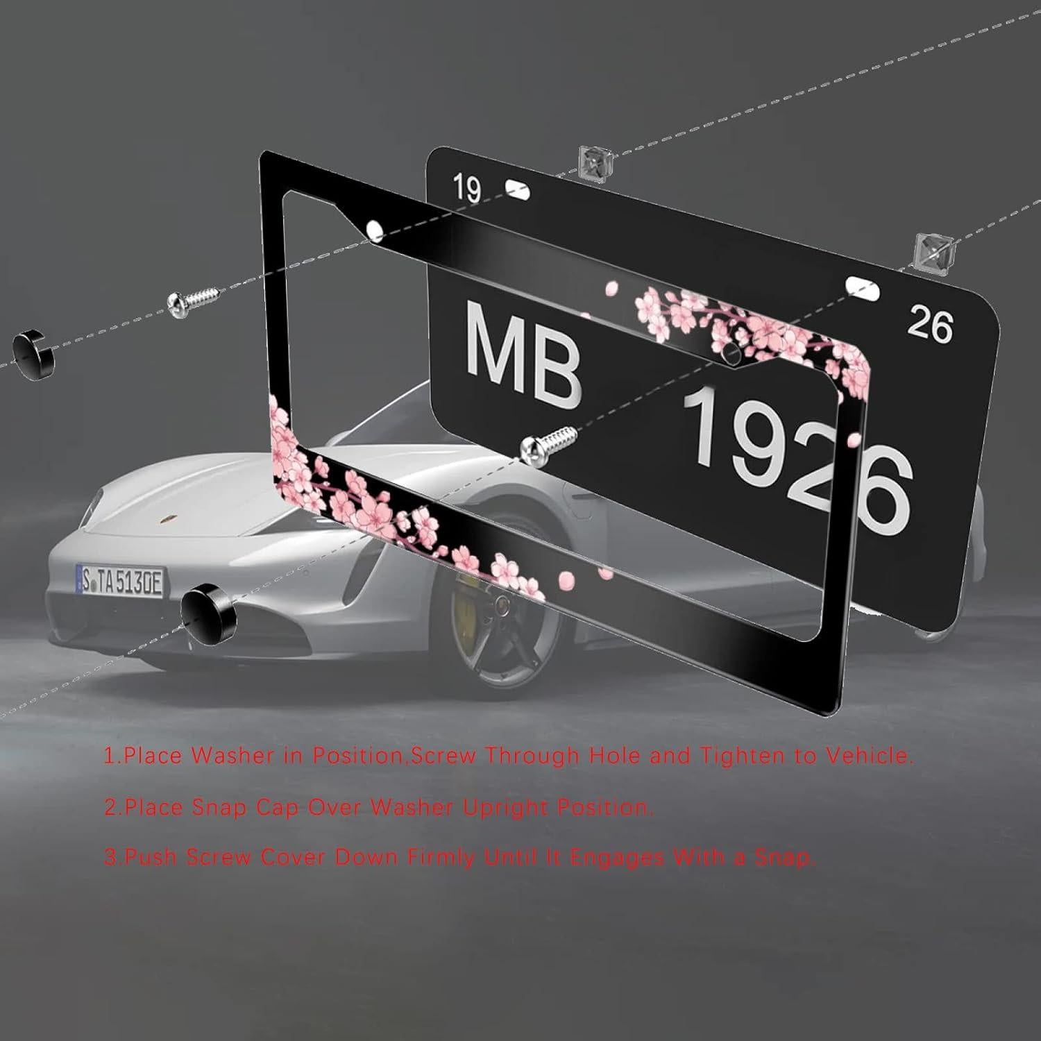 Marco de Placa de Licencia Snowmolle Flor de Cerezo 30.5x15.2cm