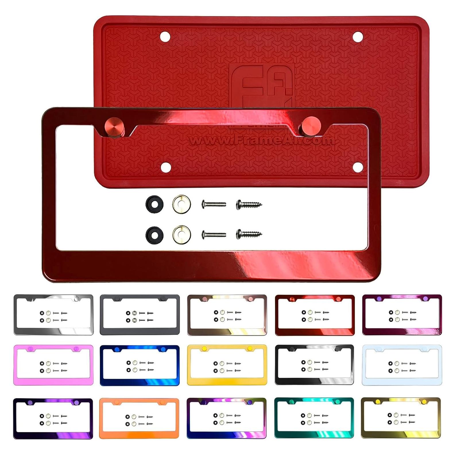 Marco de Placa de Licencia NAROWAN Rojo Caramelo Universal