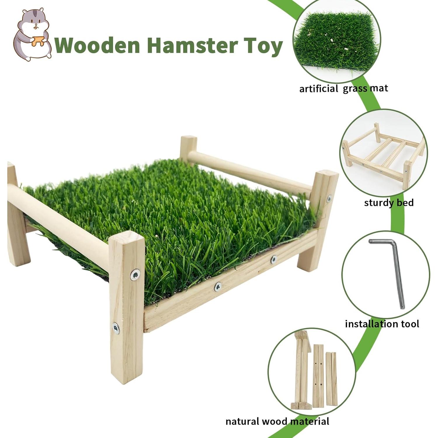 Juguete de Forrajeo para Ratas FlidRunest - Madera y Hierba 23.1x19.8cm