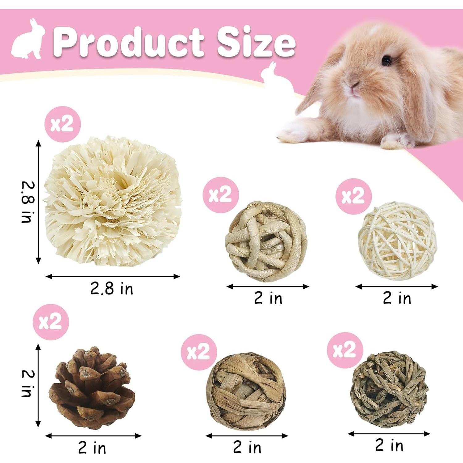 Bolas de Masticar Naturales Kathson para Conejos - 12 Piezas