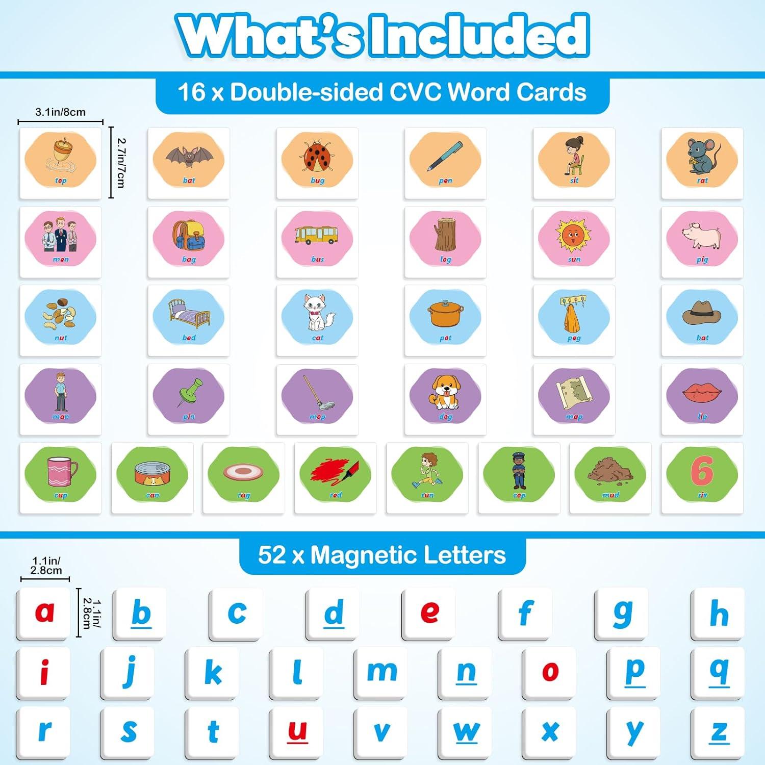 Juego de Palabras CVC con Letras Magnéticas y Tarjetas - Dingliu
