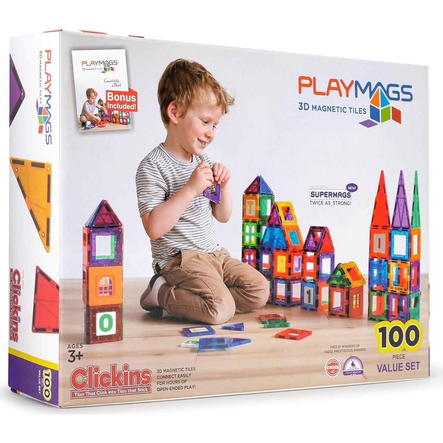 Playmags Set de Azulejos Magnéticos 100 Piezas para Niños 1-5 Años