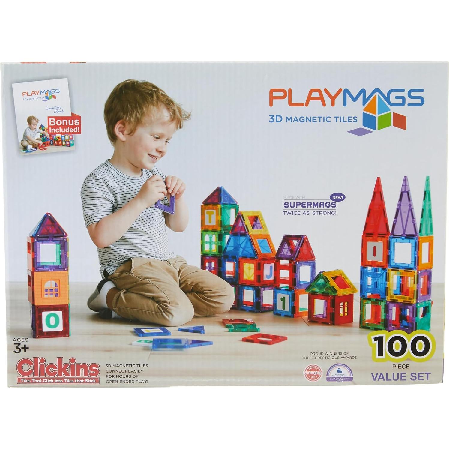 Playmags Set de Azulejos Magnéticos 100 Piezas para Niños 1-5 Años