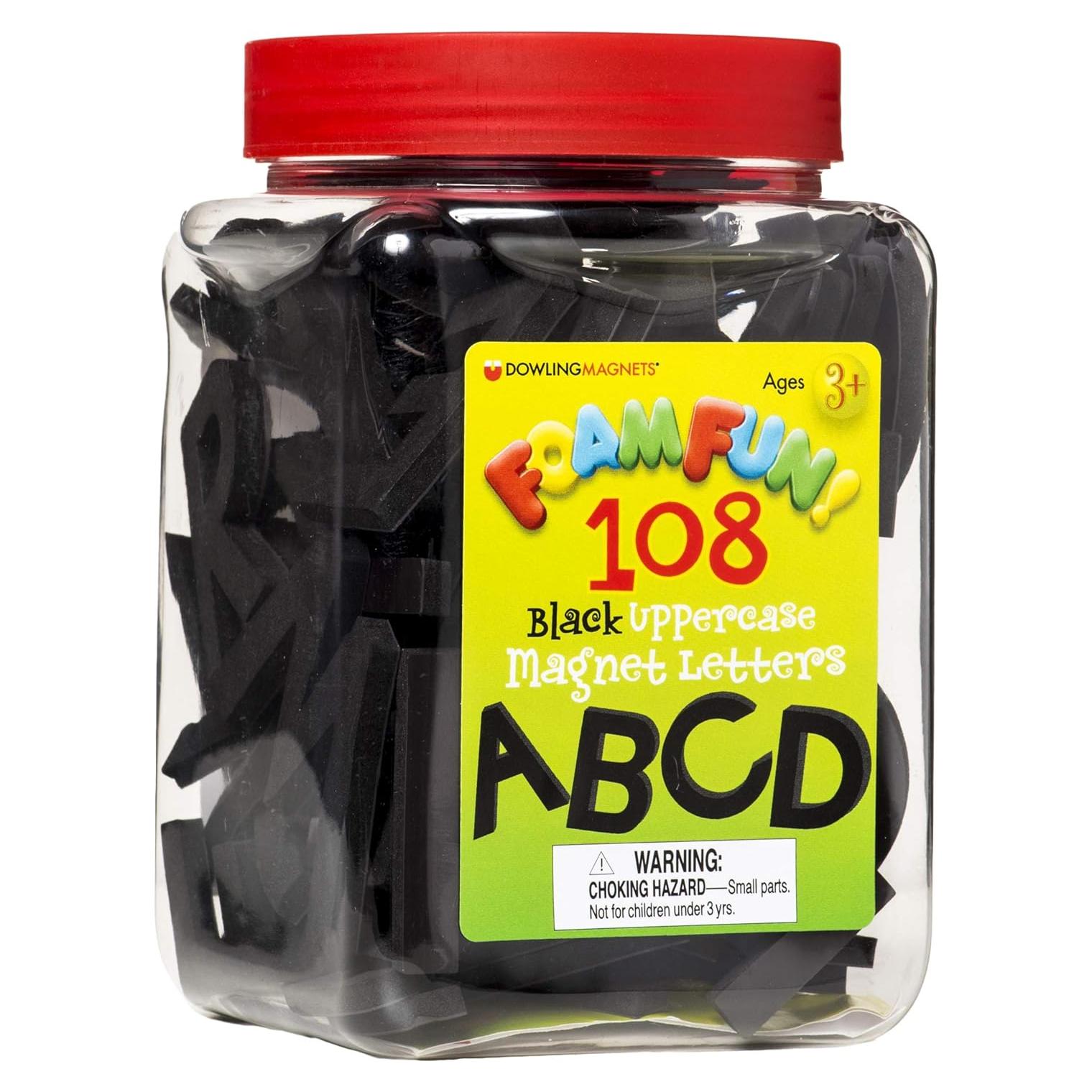 Letras Magnéticas de Espuma Negras Dowling 108 Piezas 5.08 cm