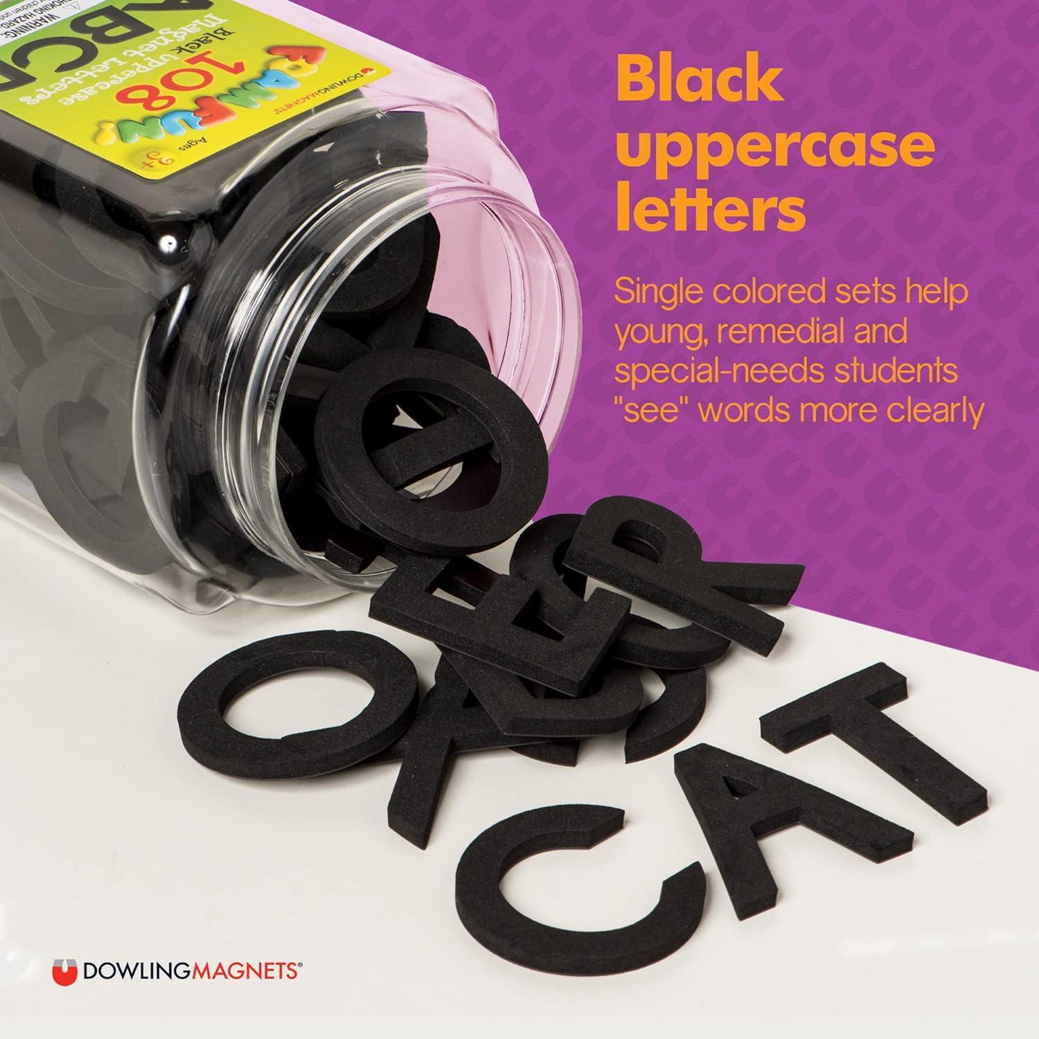 Letras Magnéticas de Espuma Negras Dowling 108 Piezas 5.08 cm