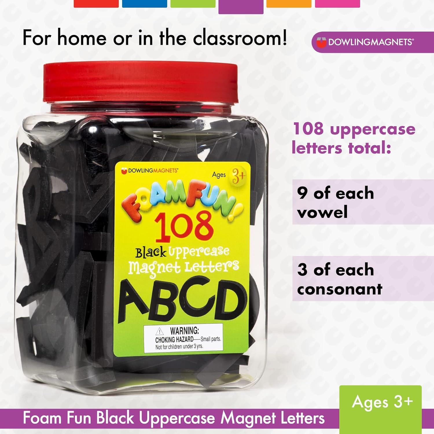 Letras Magnéticas de Espuma Negras Dowling 108 Piezas 5.08 cm