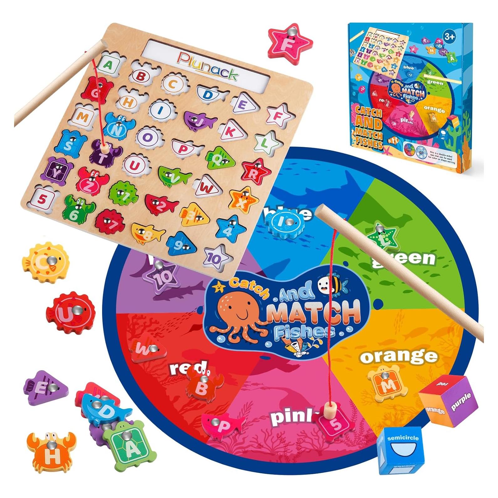 Juego de Pesca Magnética Plunack - Rompecabezas de Letras y Números