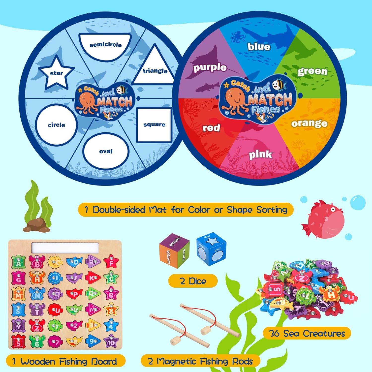 Juego de Pesca Magnética Plunack - Rompecabezas de Letras y Números