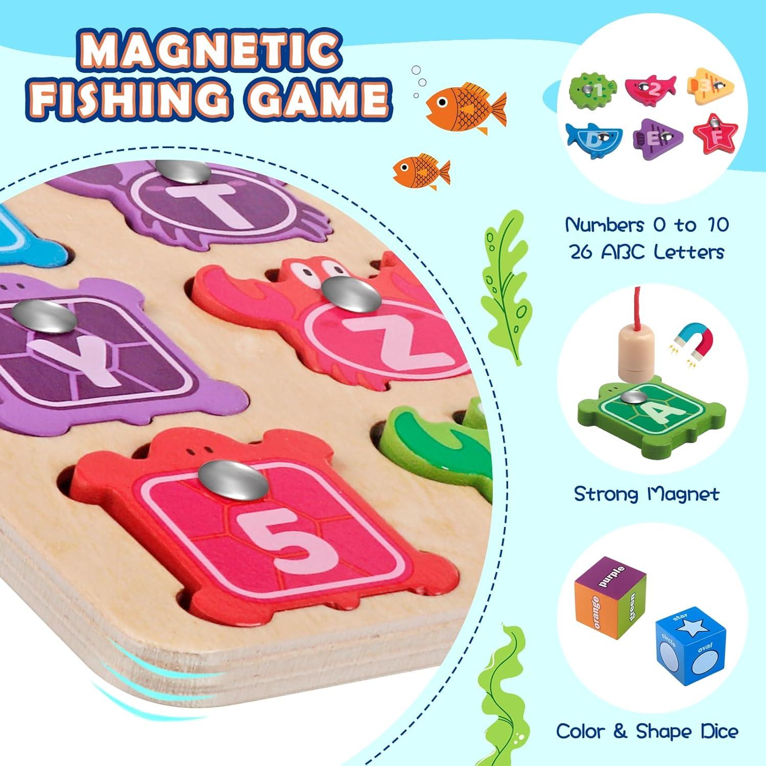 Juego de Pesca Magnética Plunack - Rompecabezas de Letras y Números