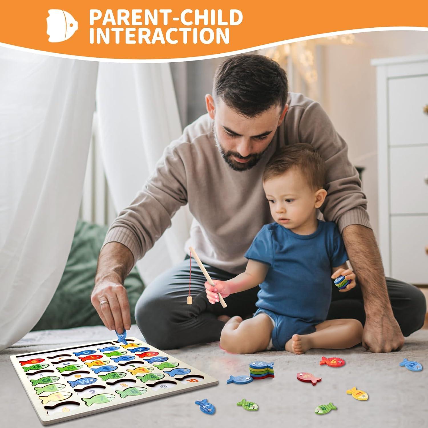 Juego de Pesca Magnético de Madera Diaodey para Niños 3+ Años