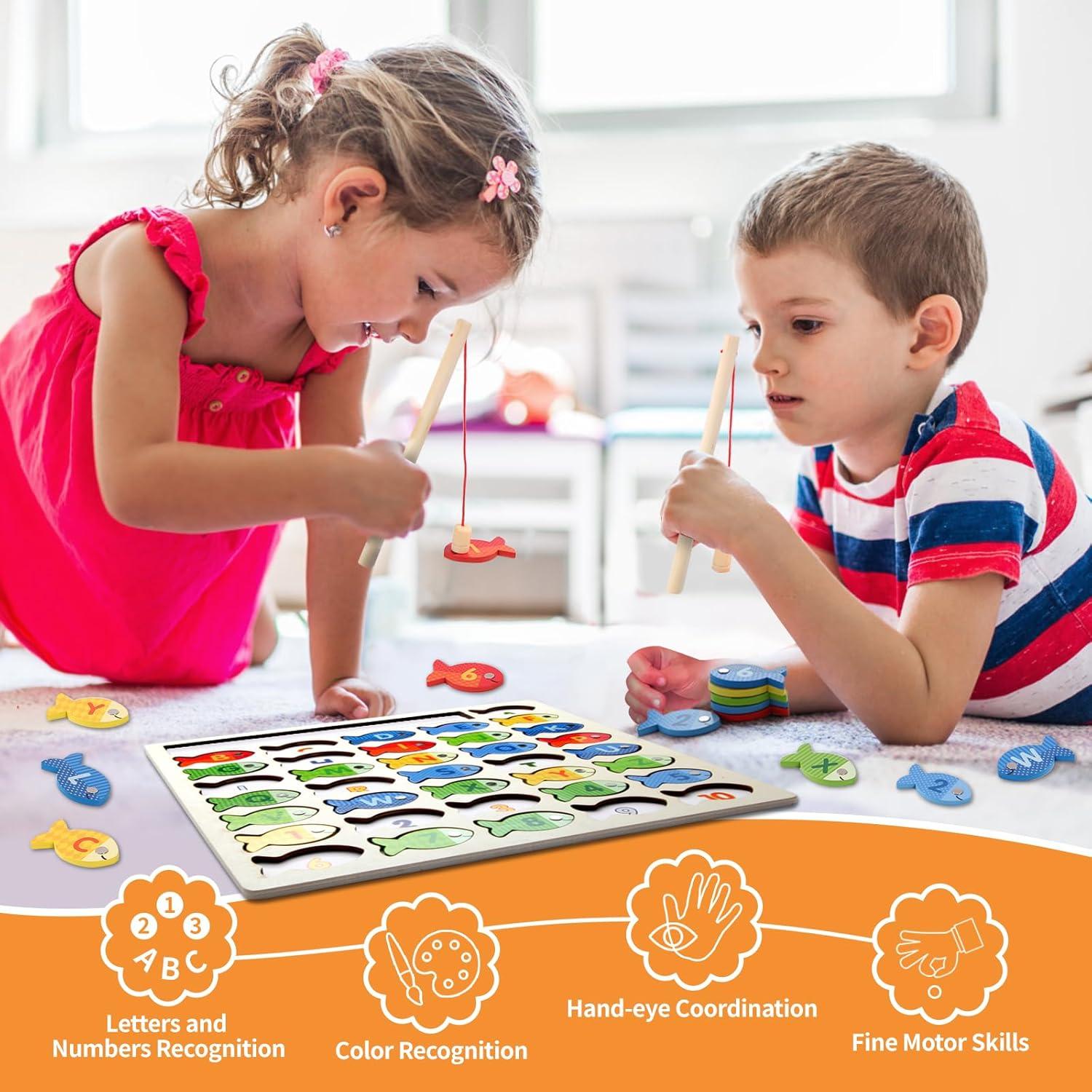 Juego de Pesca Magnético de Madera Diaodey para Niños 3+ Años