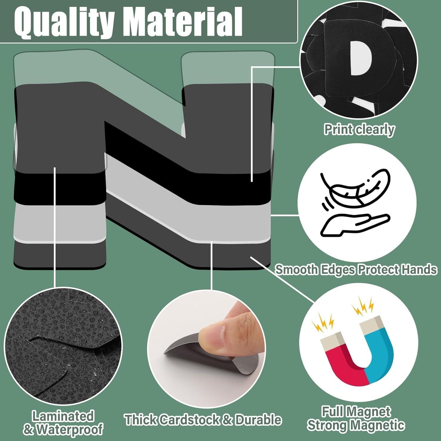 Kit de Letras Magnéticas Negras Qyeahkj 103 Piezas 5 cm