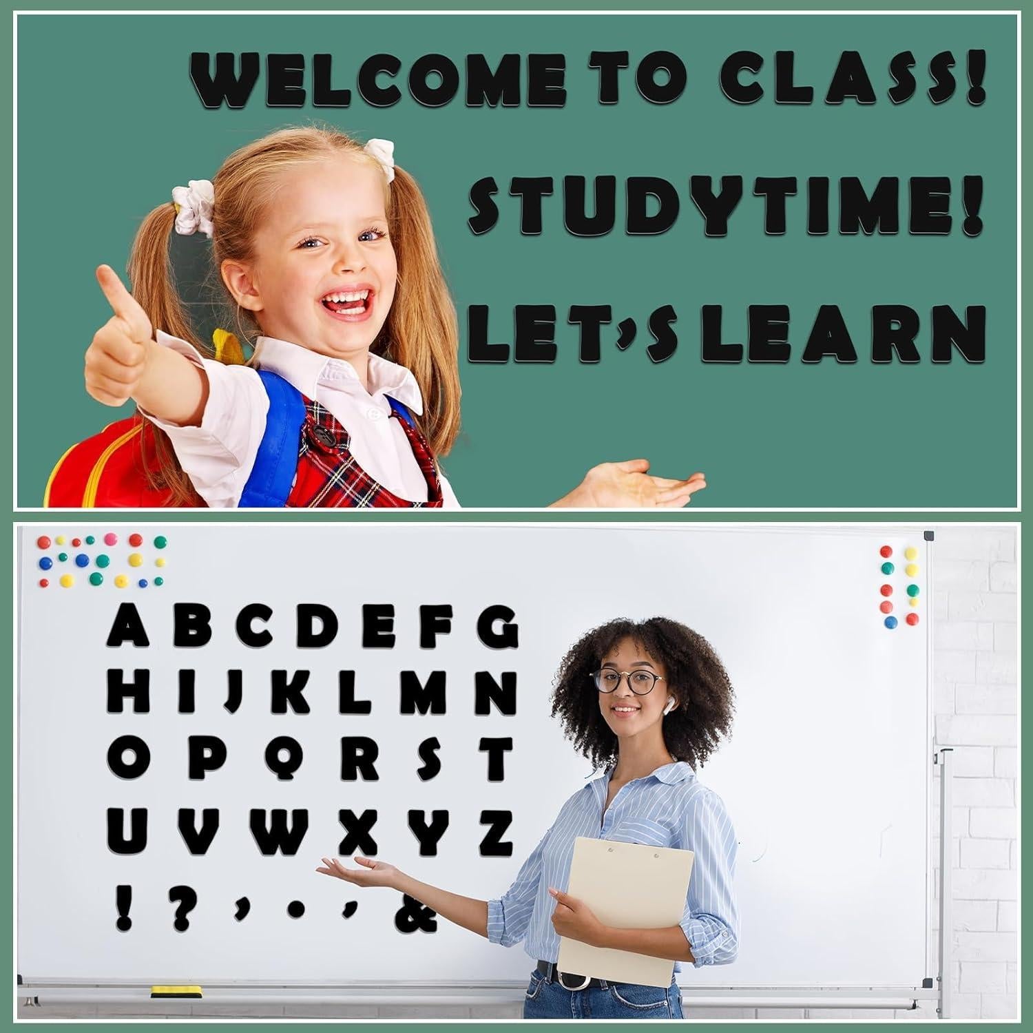 Kit de Letras Magnéticas Negras Qyeahkj 103 Piezas 5 cm