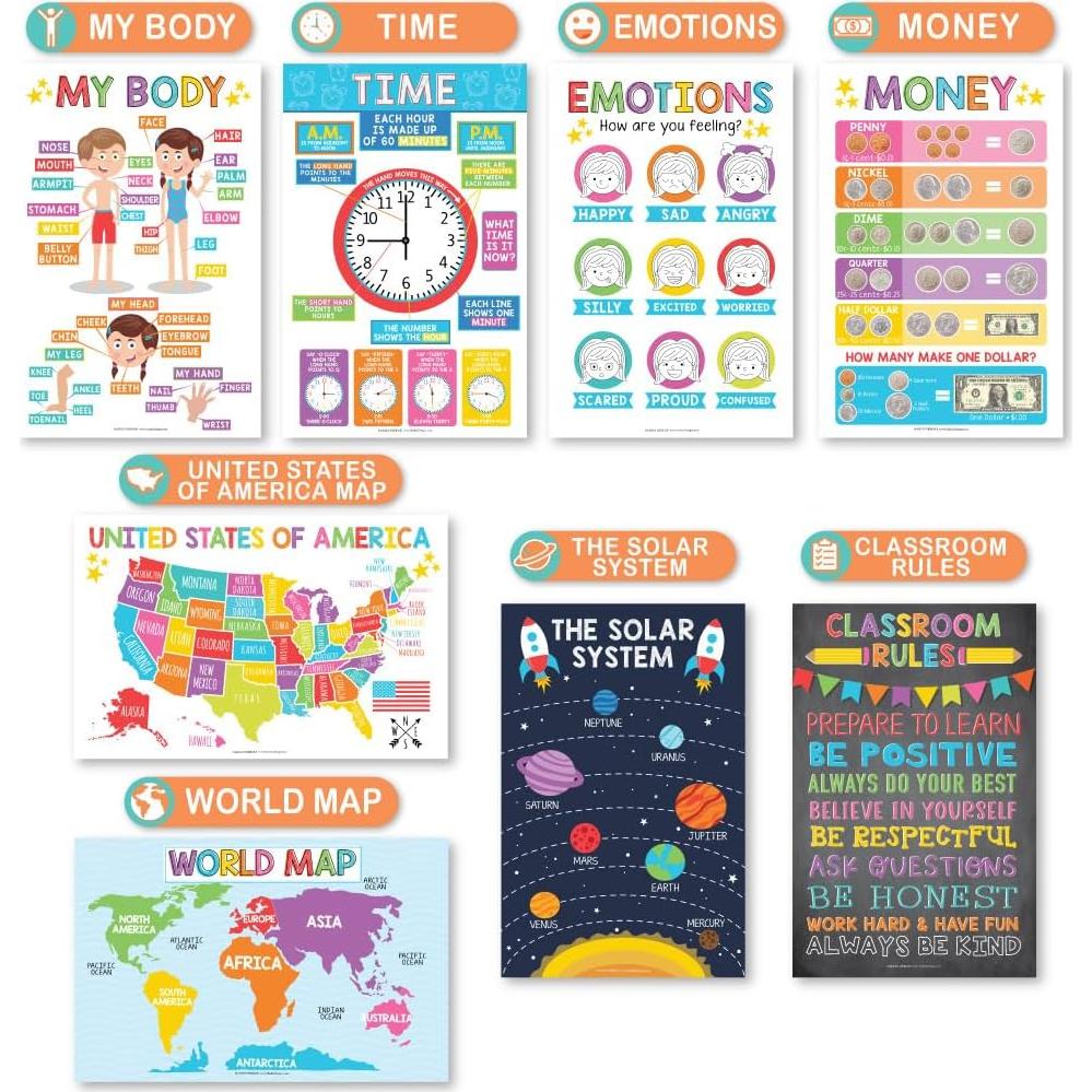 Hadley Designs 16 Carteles Educativos para Aula Infantil