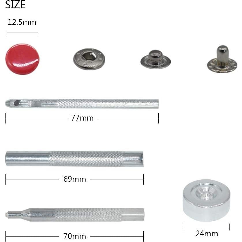 Kit de Broches a Presión Renashed 12 Colores 120 Juegos 12.5mm