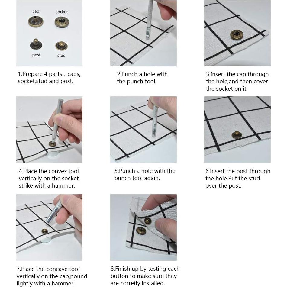 Kit de Broches a Presión Renashed 12 Colores 120 Juegos 12.5mm