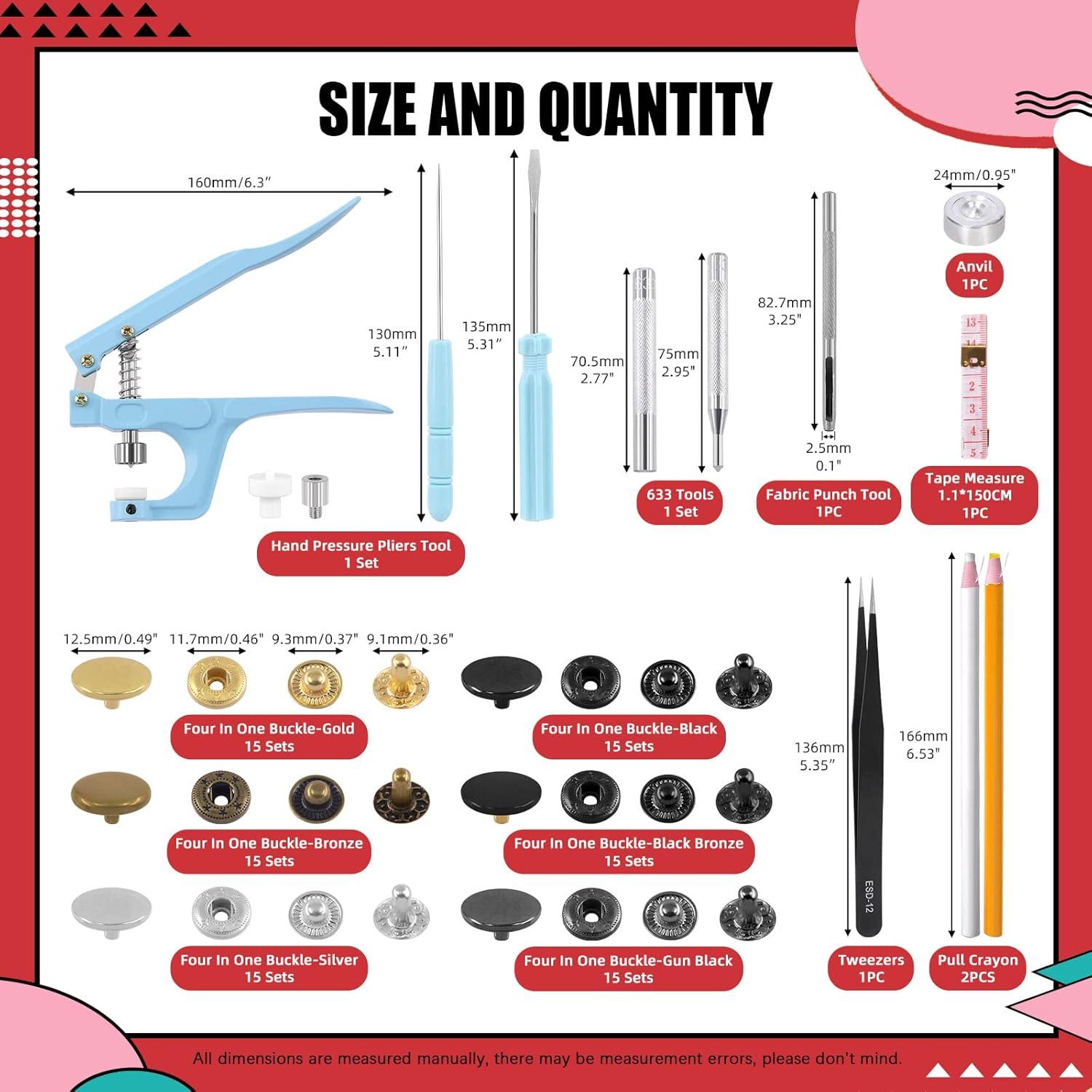 Kit de Broches de Cuero Hilitchi 103 Juegos 12.5mm Multicolor