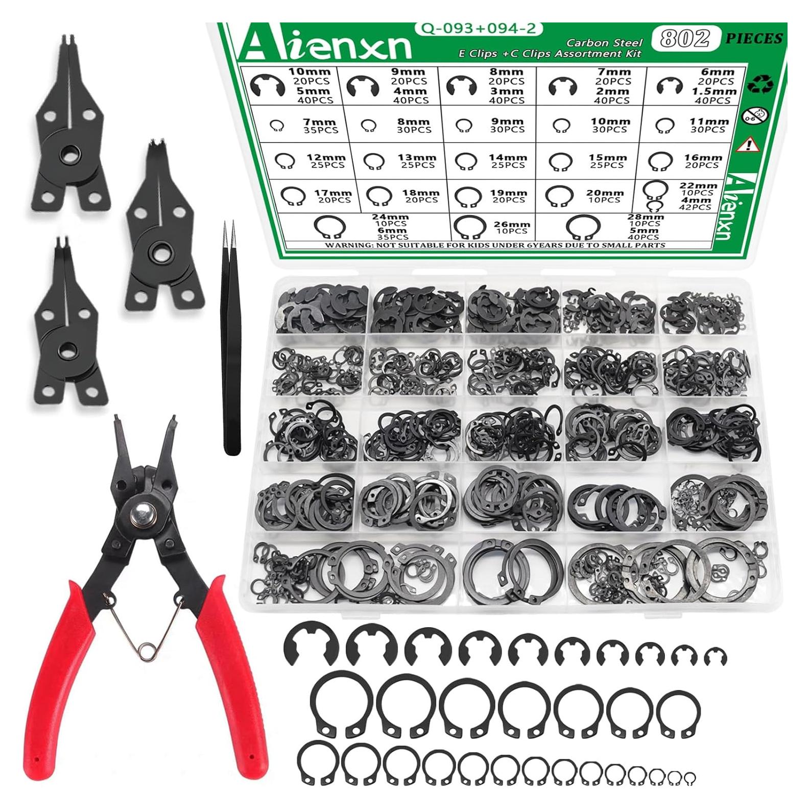 Kit de Anillos de Resorte Aienxn 802PCS con Pinzas