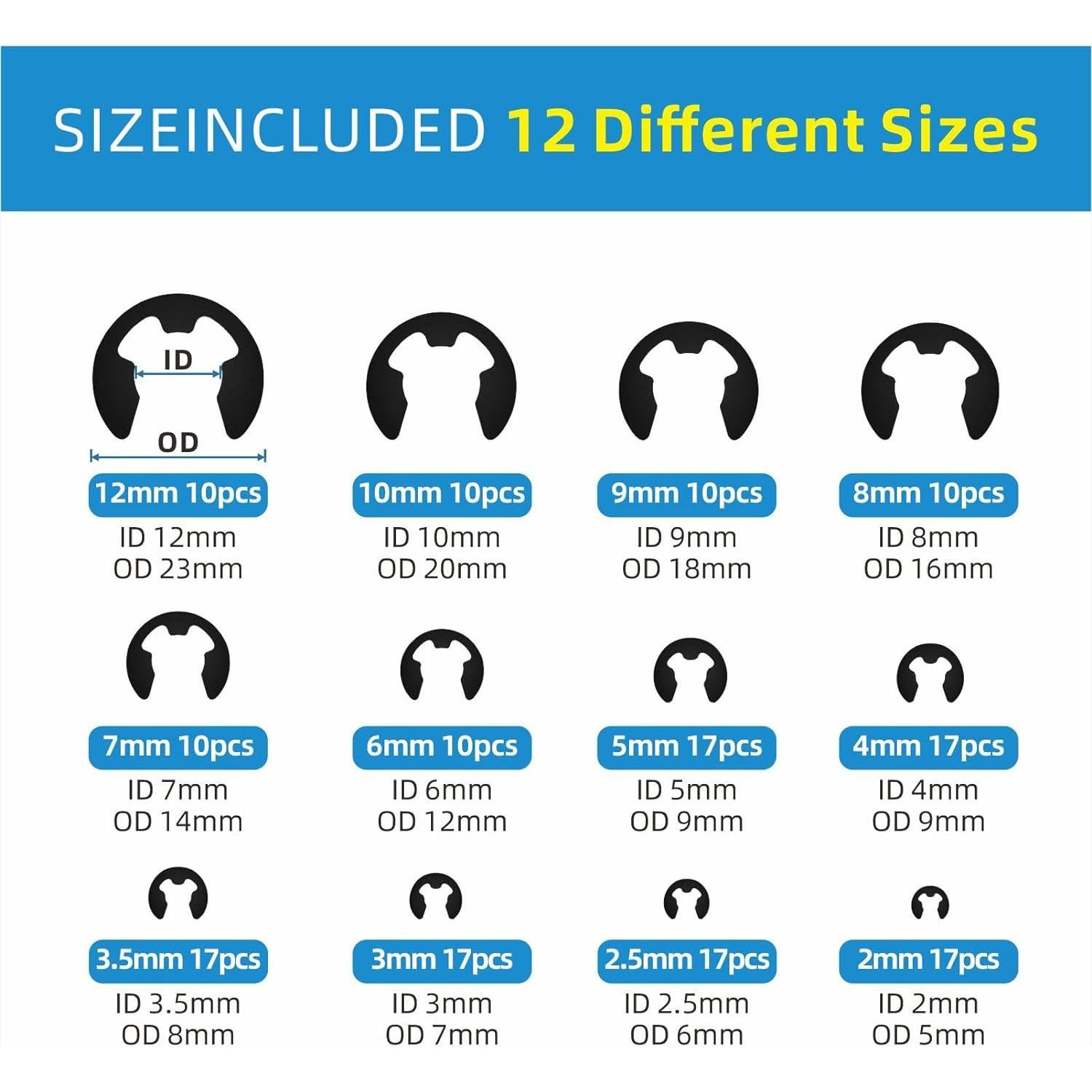 Juego de Clips E y Anillos de Presión Mariyandh 324 Pcs