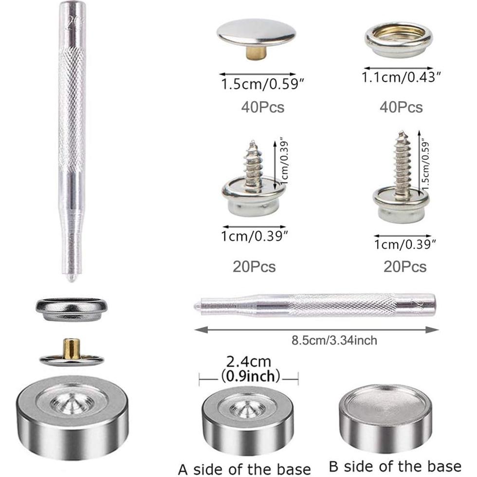 Kit de Broches de Lona Arokimi 120pcs Acero Inoxidable