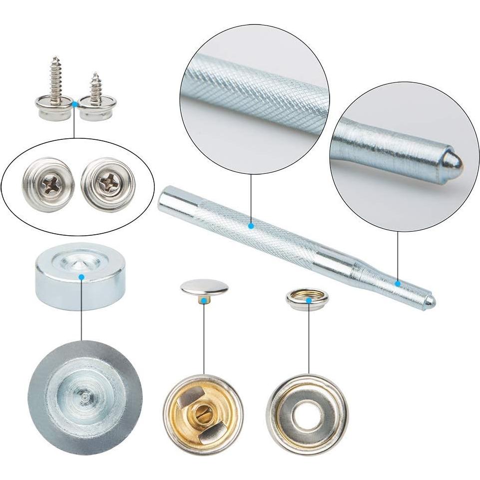 Kit de Broches de Lona Arokimi 120pcs Acero Inoxidable