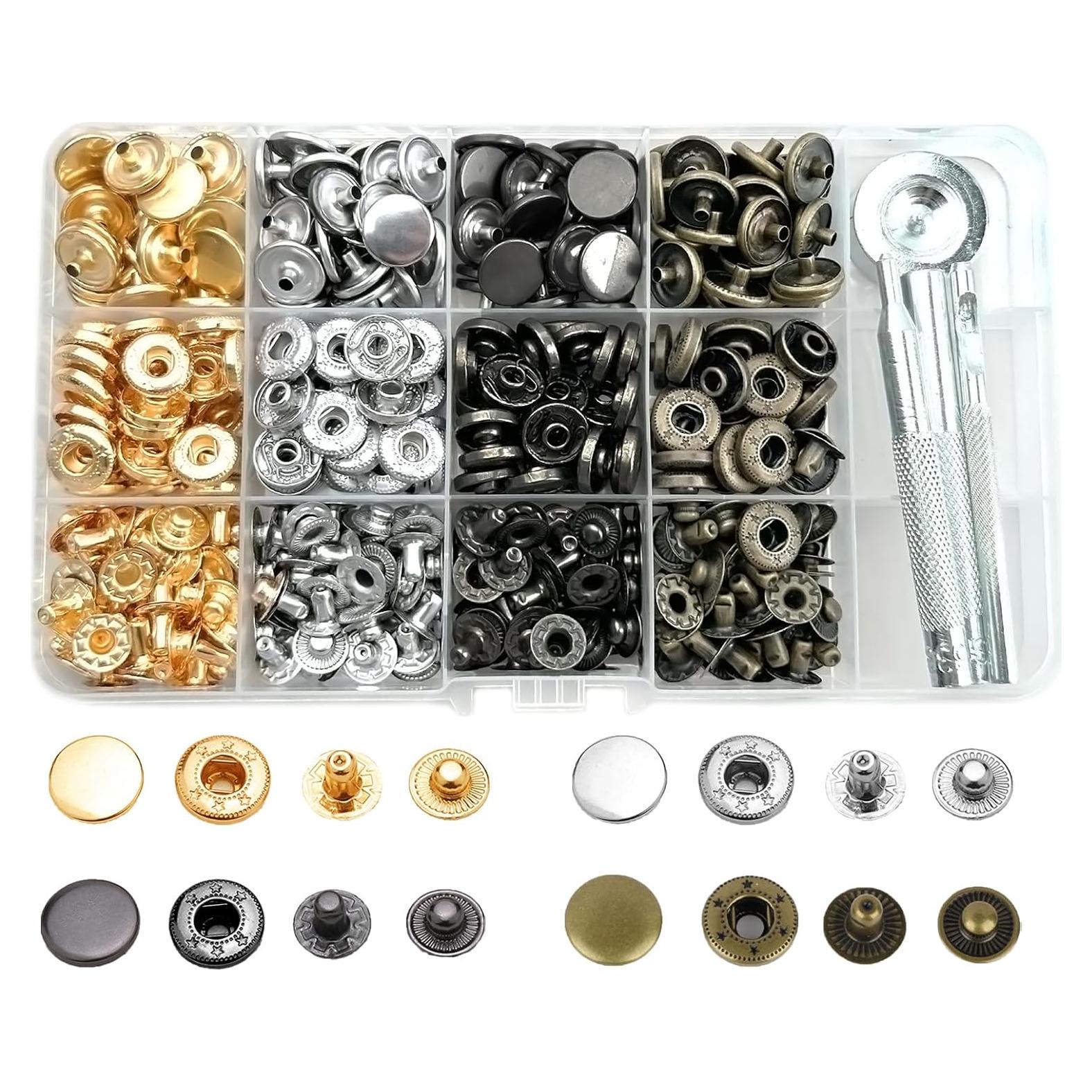 Kit de Sujetadores de Cuero NXTOV 120 Juegos 12.5mm 4 Colores